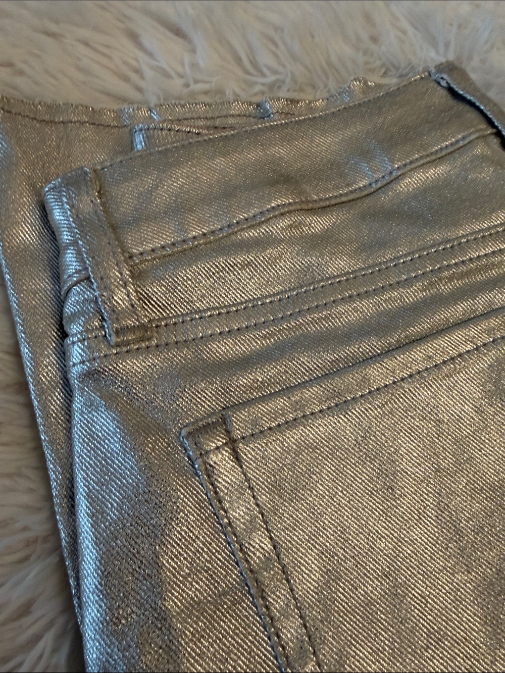 Girls Flare Metallic Silver Jeans - Shiny Slim Fit - Size 12